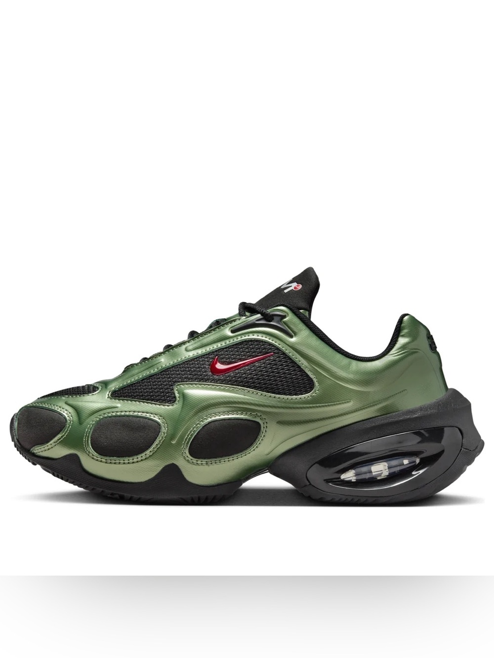 Nike Kids Green and Black Sneakers with Red Swoosh
